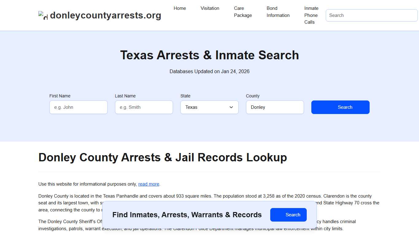 Donley County, TX Arrests, Warrants, Police Records Search